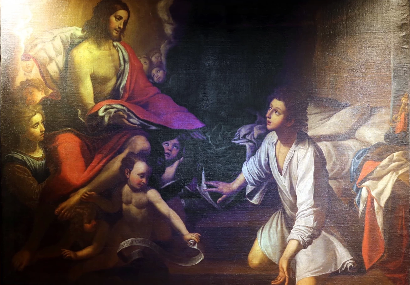Apparizione di Cristo a un santo, forse Alessio, 1620 ca - Ex, ospedale Rosa Libri, Greve in Chianti, Firenze